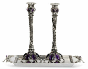 Silver Candlesticks made of Blessing and Amethyst Stones