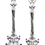 Royal Blessing Decorated Candlesticks with Amethyst