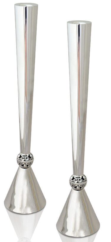 Extra Tall Silver Candlesticks for Shabbat