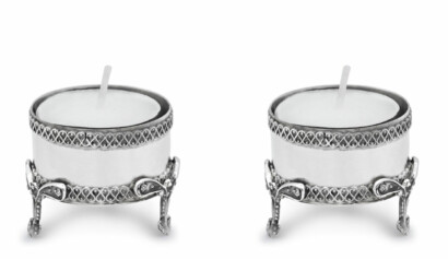 Small Decorated Candle Holders For Shabbat with Legs