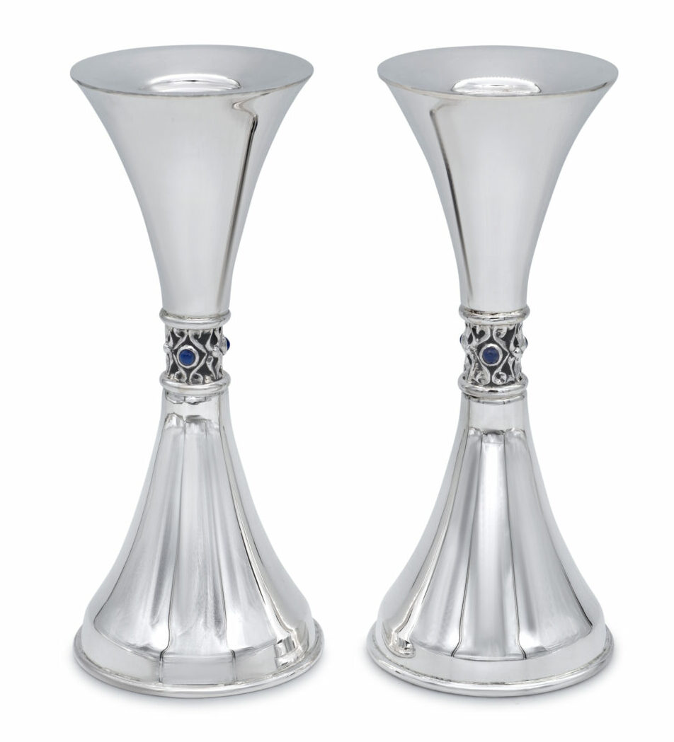 Fabulous Simple Silver Candlesticks with Amethyst