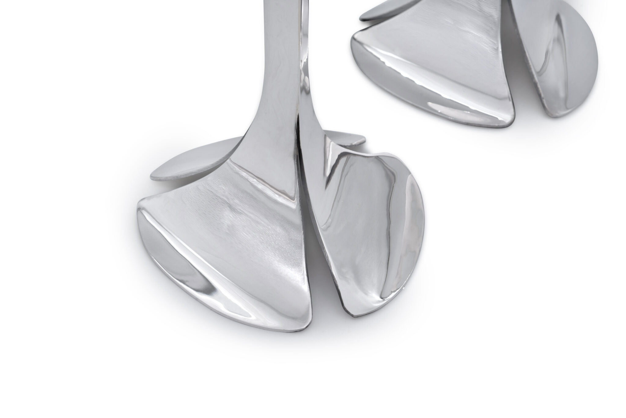 Artistic Floral Inspired Petal Base Sterling Silver Candle Holders