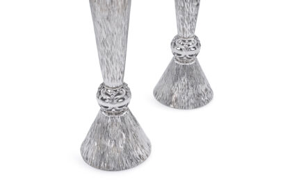 Silver Two Candlesticks Pairs Set with Wavy Hammering