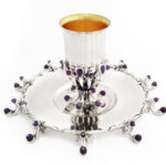 Royal Silver Set for Kiddush with Amethyst Stones