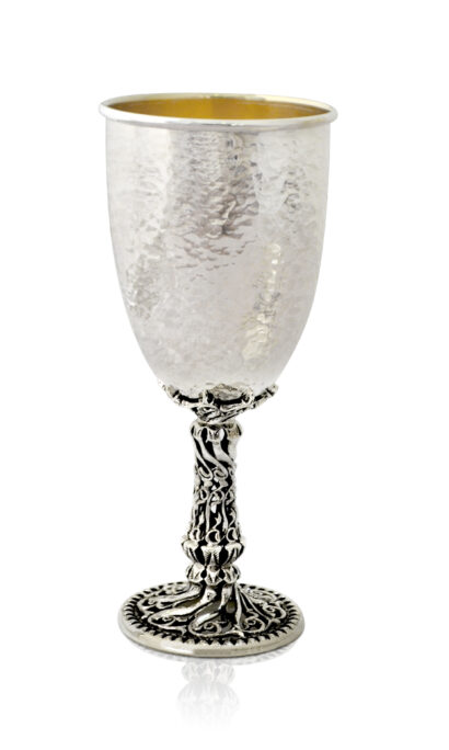 Kiddush Cup with Filigree Stem and Hammering