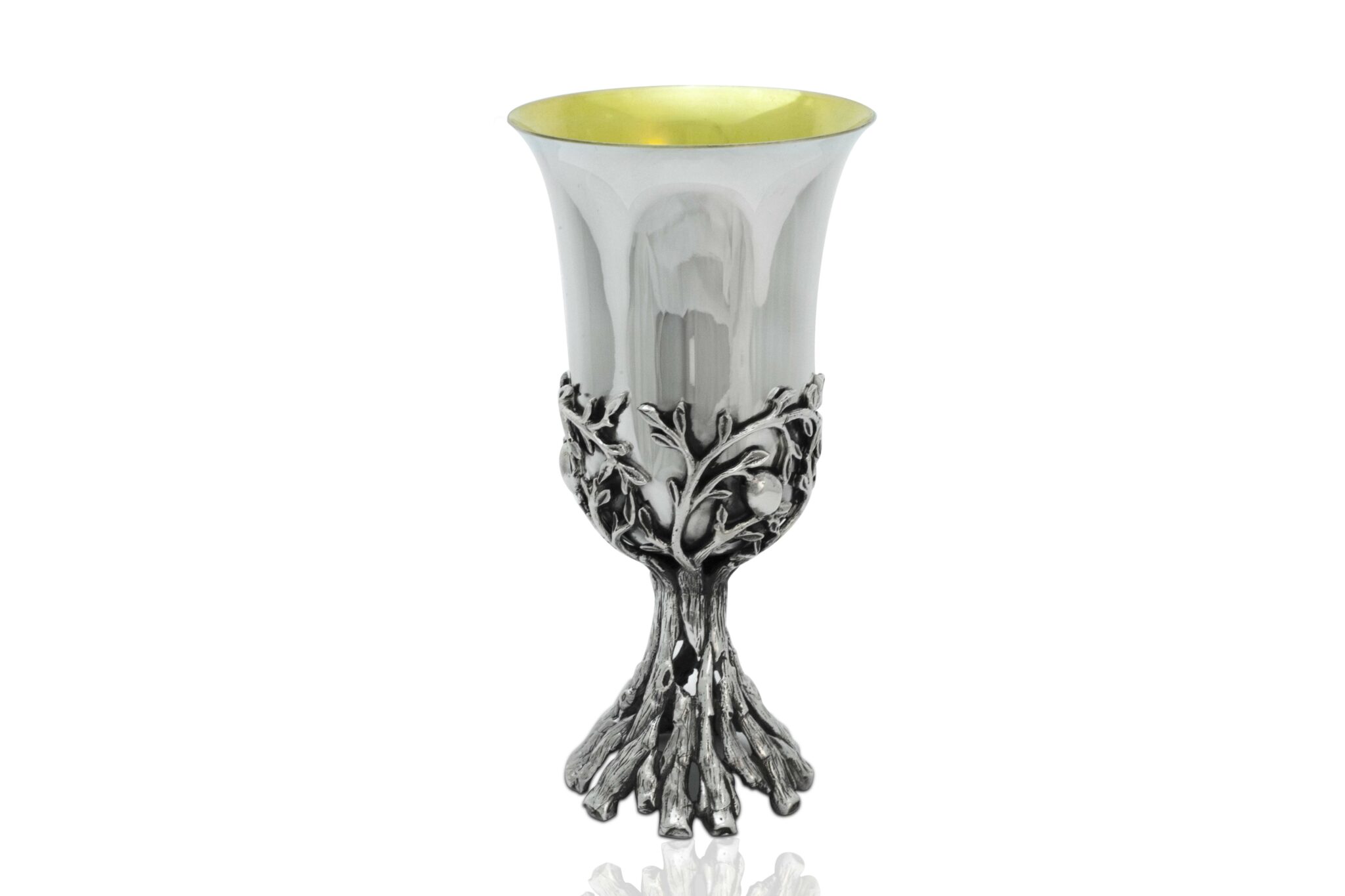 Nature-Inspired Leaves Silver Kiddush Cup