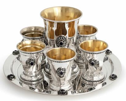 Regal Sterling Silver Kiddush Set with Amethyst Stones