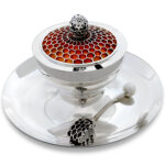 Fashionable and Modern Honey Dish Beehive Silver Set