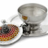 Beehive Shaped Hammered Honey Dish Silver Set