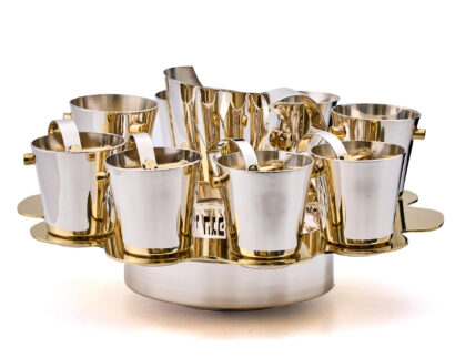 Modern Sterling Silver and Brass Kiddush Set
