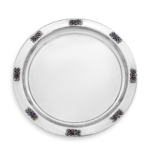 Large Sterling Silver Round Plate with Amethyst Stones