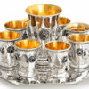 Sterling Silver Smooth Liquor Cups Tray with Amethyst