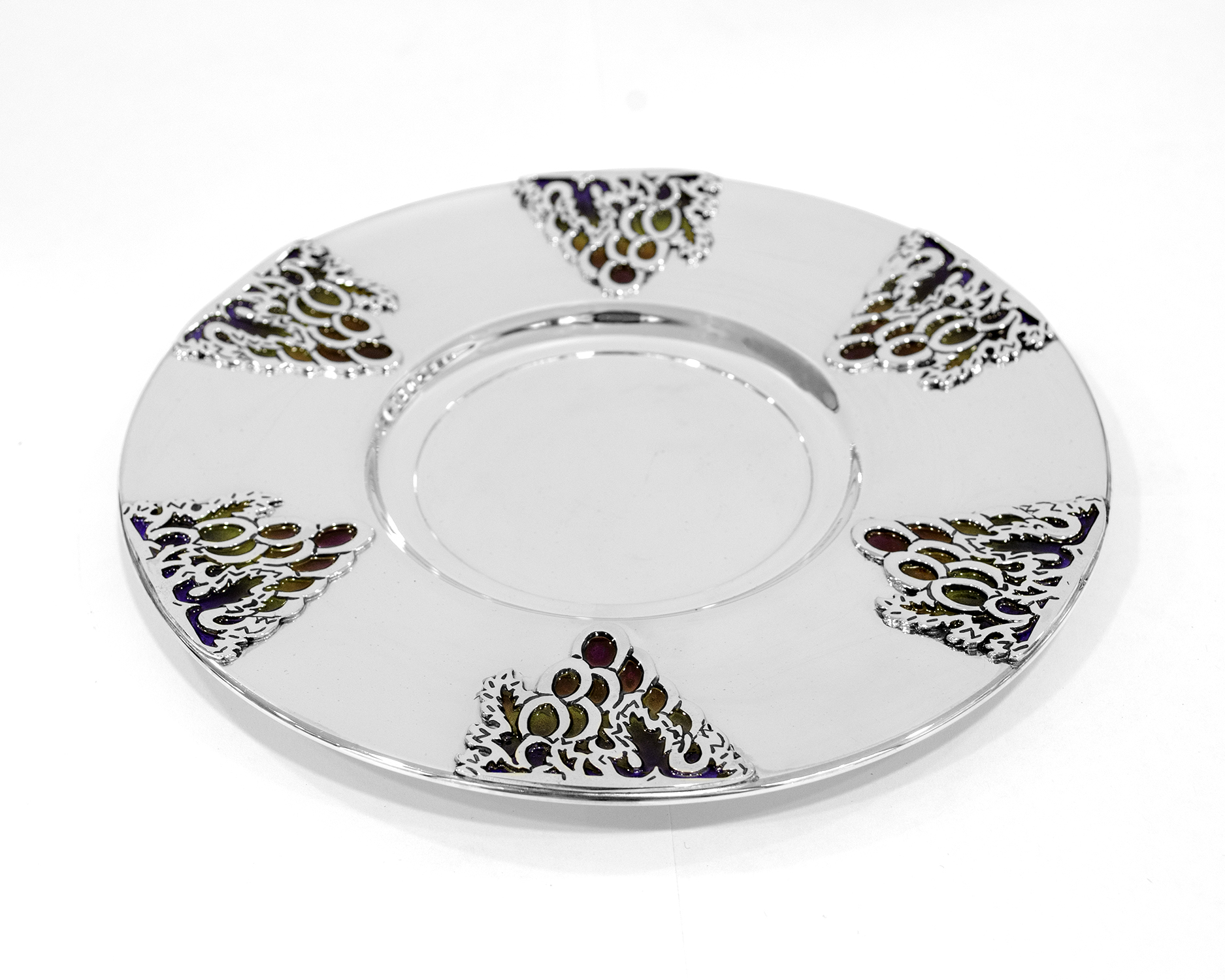 Silver Kiddush Cup Set with Grapes Decorations