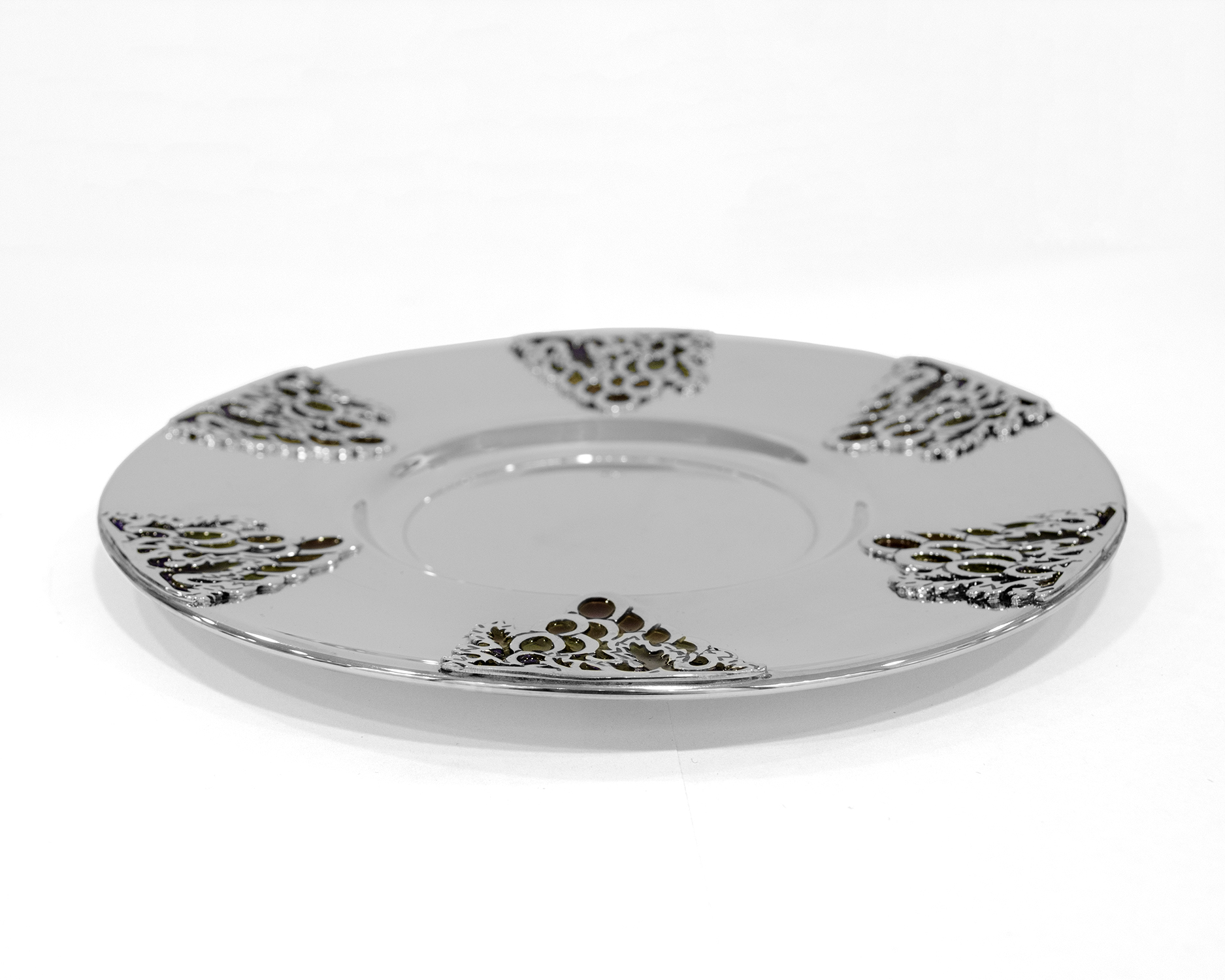 Silver Kiddush Cup Set with Grapes Decorations