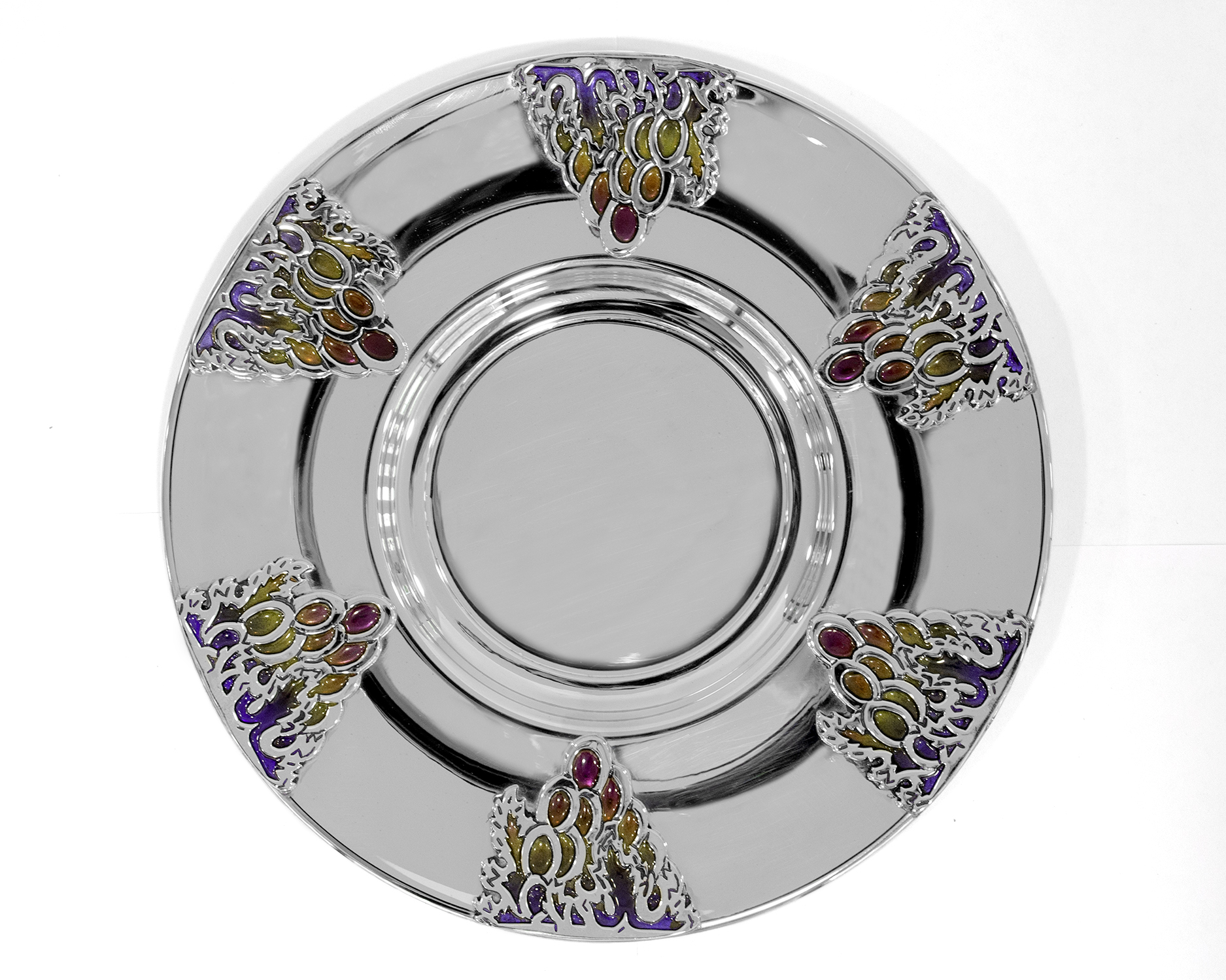 Silver Kiddush Cup Set with Grapes Decorations