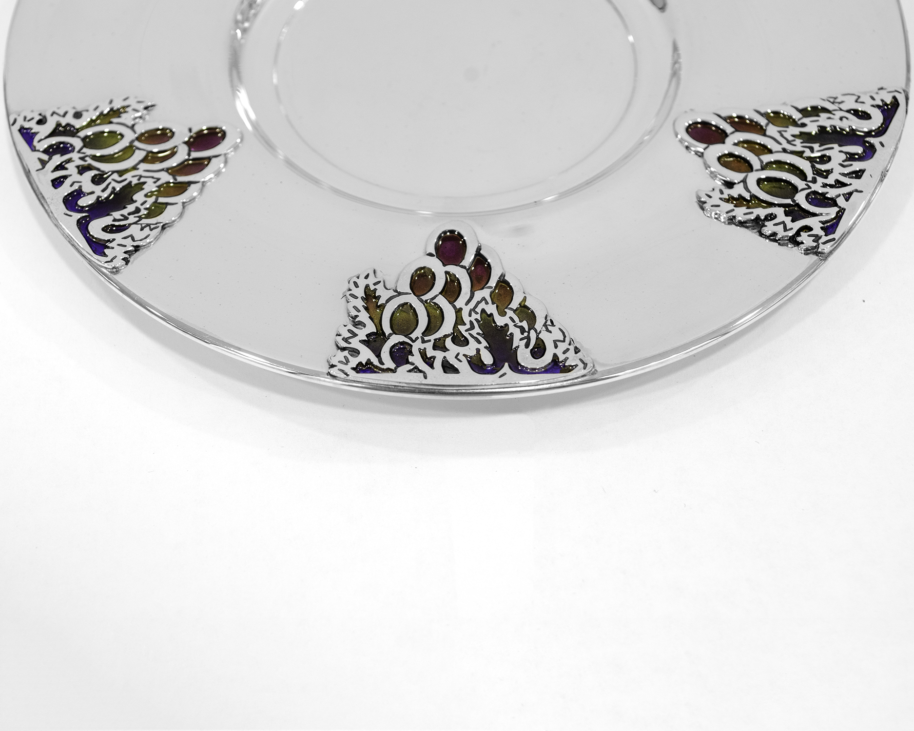 Silver Kiddush Cup Set with Grapes Decorations