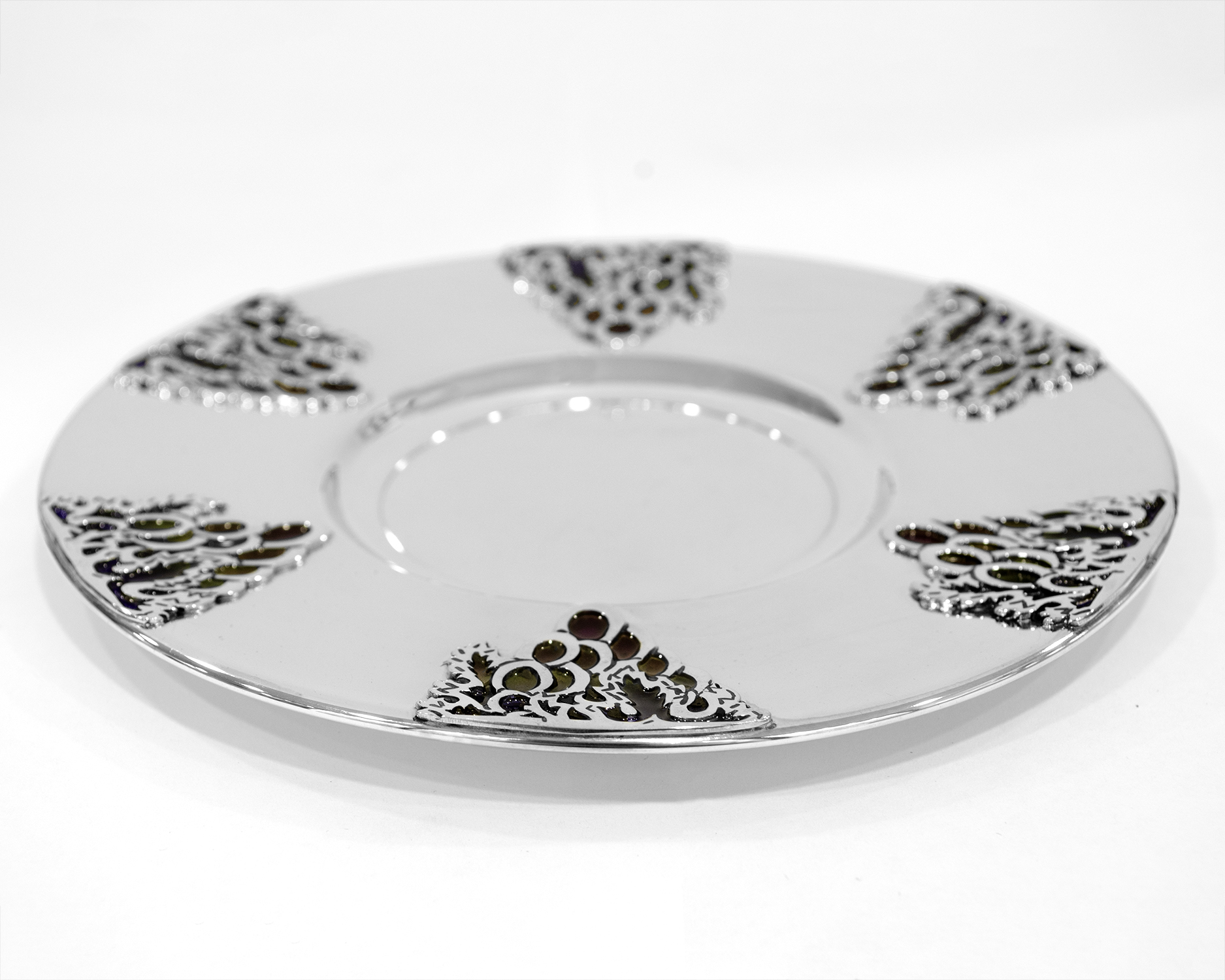 Silver Kiddush Cup Set with Grapes Decorations