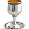 Shiny Round Silver Cup with Stem and Filigree