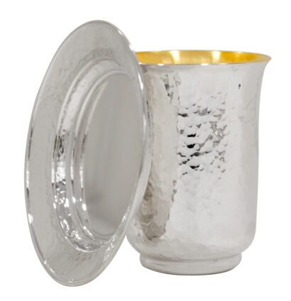 Plain and Heavy Hammered Silver Kiddush Cup