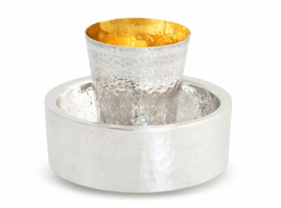 Classic Hammered Silver Cup for Kiddush