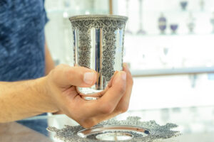 Intricate Filigree Silver Cup for Kiddush