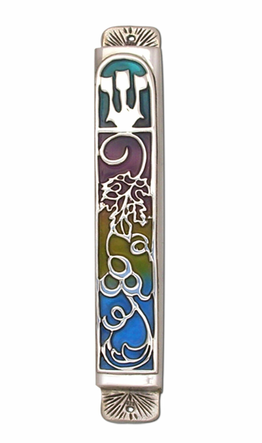 Marvelous Colorful Enamel Silver Mezuzah
