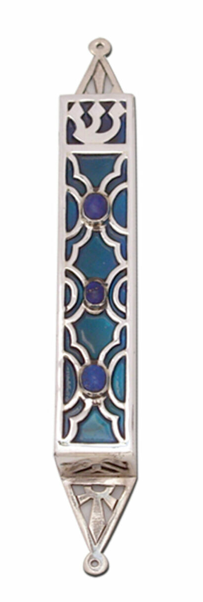Sterling Silver Enamel Mezuzah Cover