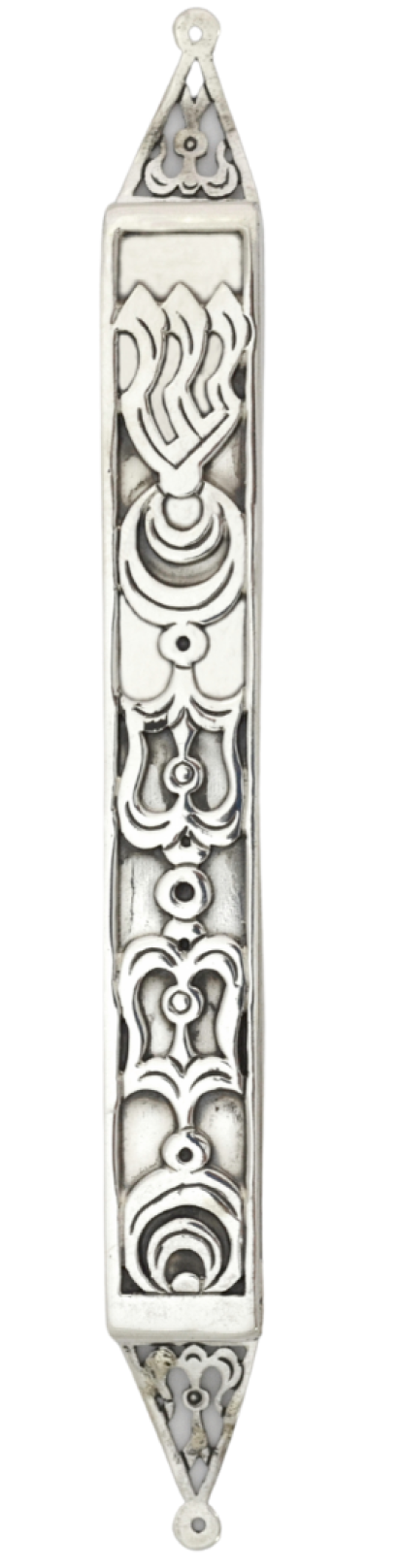 Sterling Silver Mezuzah Cover with Ornamentations