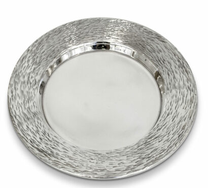 Unique Silver Kiddush Plate with Stunning Hammered Finishing