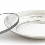 Hammered Silver Kiddush Plate with Raised Rim