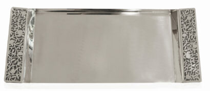 Large Sterling Silver Tray with Floral Decorations