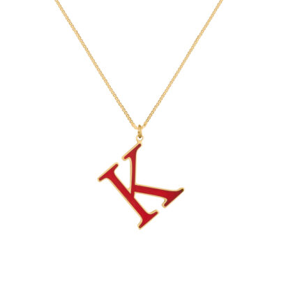 14K Gold Extra Large Initial Colorful Pendant