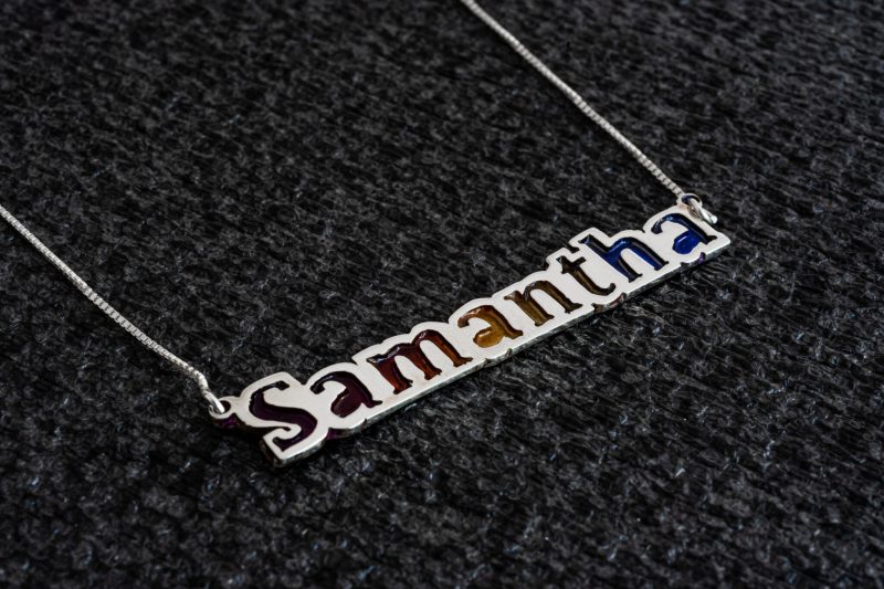 Enameled Colorful English Name Silver Necklace