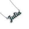 Thick English Name Silver Necklace with Enamel