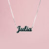 Thick English Name Silver Necklace with Enamel