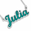 Thick English Name Silver Necklace with Enamel