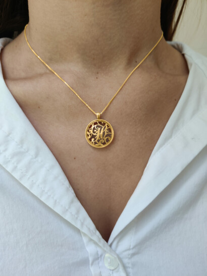 Cut Out Initial Modern Gold Pendant