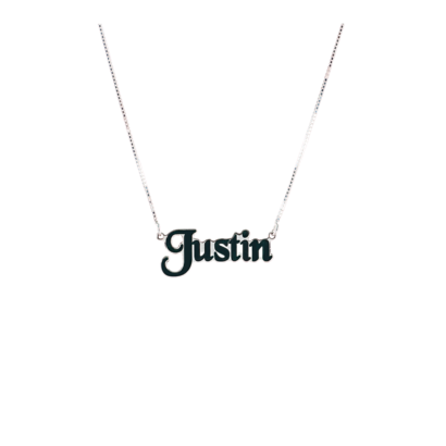 Picturesque Silver Name Necklace with Enamel Colors