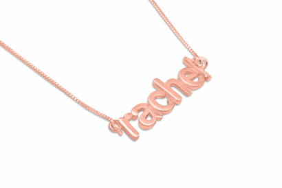 Personalized English Name  3D 14K Gold Necklace