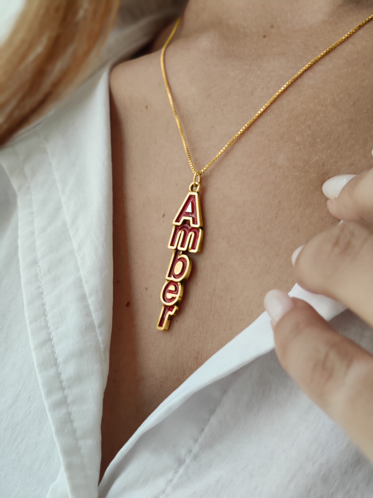 Multi Colored 3D Vertical Gold Name Necklace
