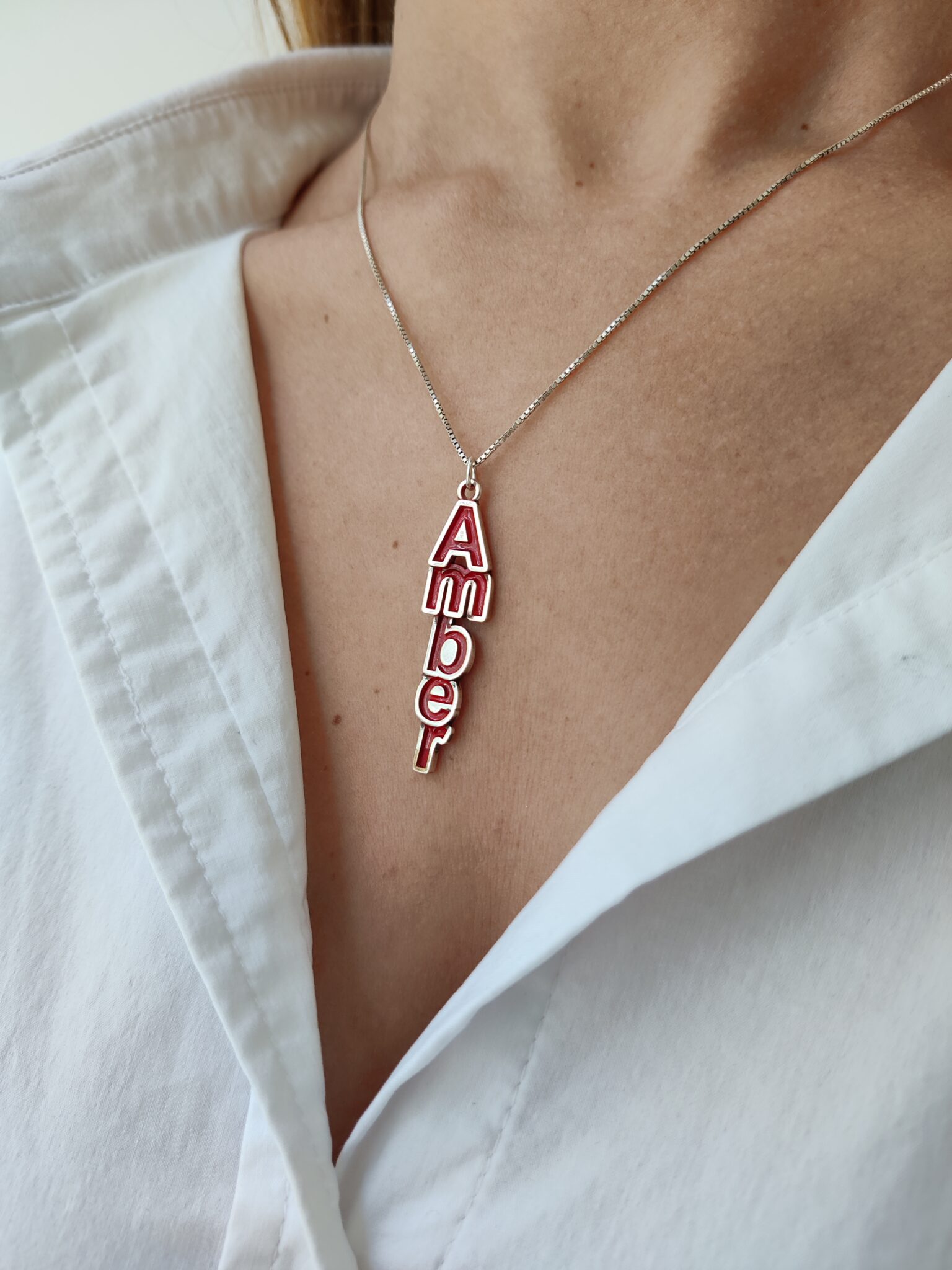 Multi Colored 3D Vertical Gold Name Necklace