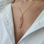 Multi Colored 3D Vertical Gold Name Necklace