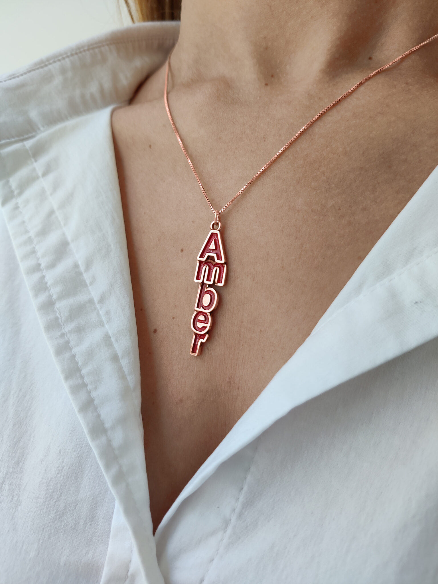 Multi Colored 3D Vertical Gold Name Necklace