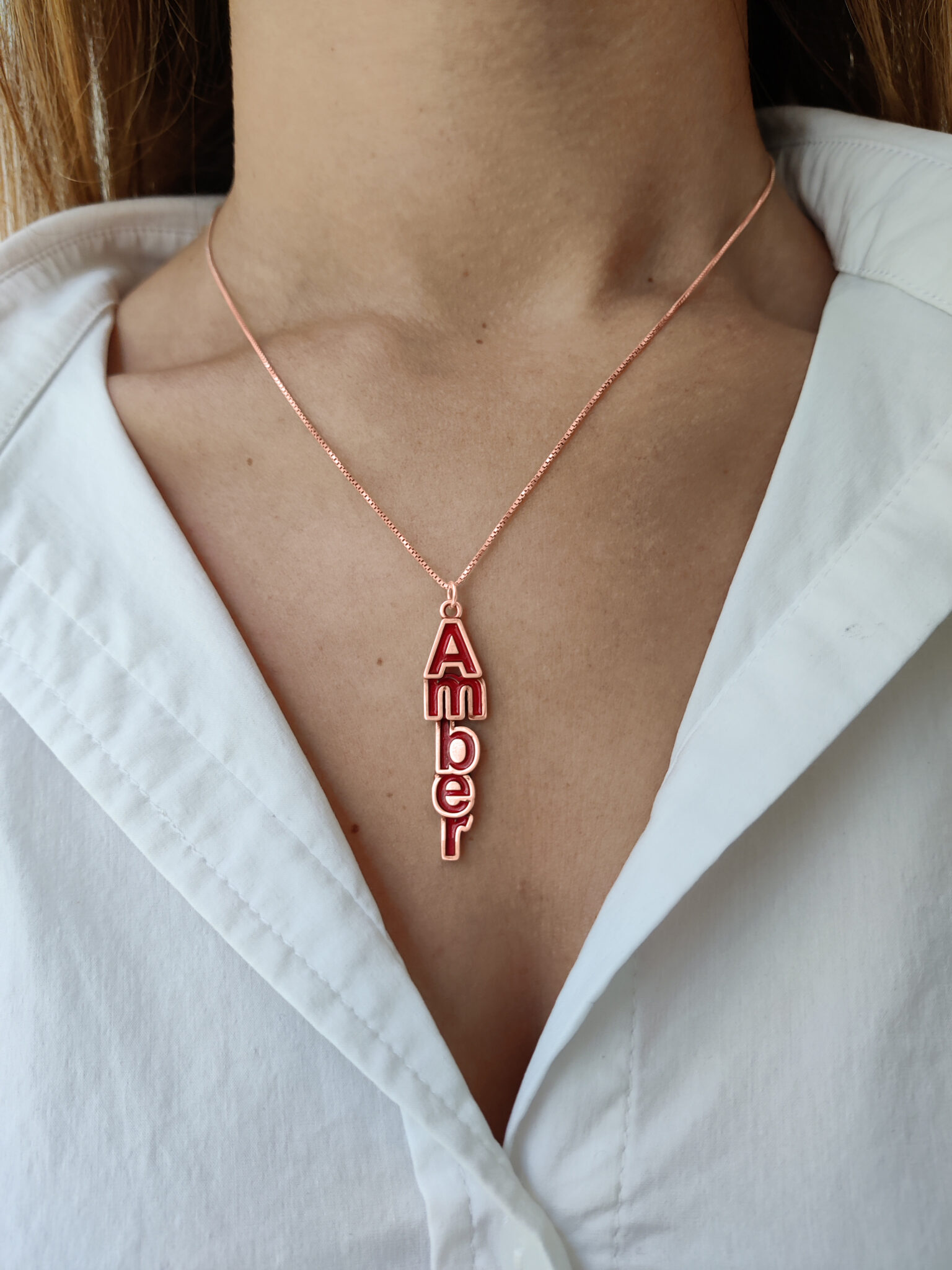 Multi Colored 3D Vertical Gold Name Necklace
