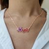 Name Pendant with Enamel 14K Gold