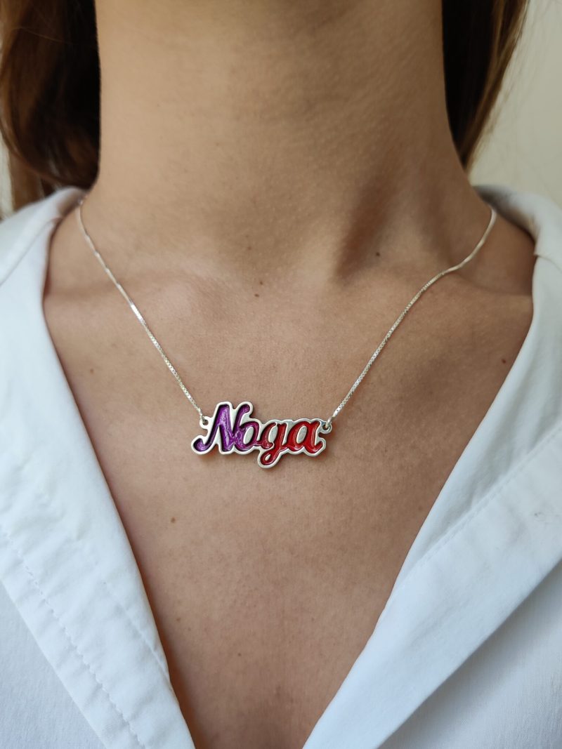 Sterling Silver Name Necklace with Enamel