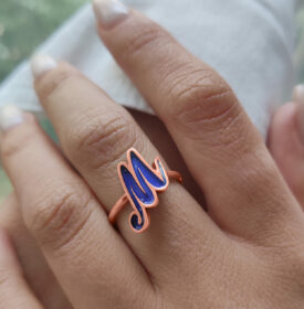 Colorful Gold Stylish Name Initial Ring