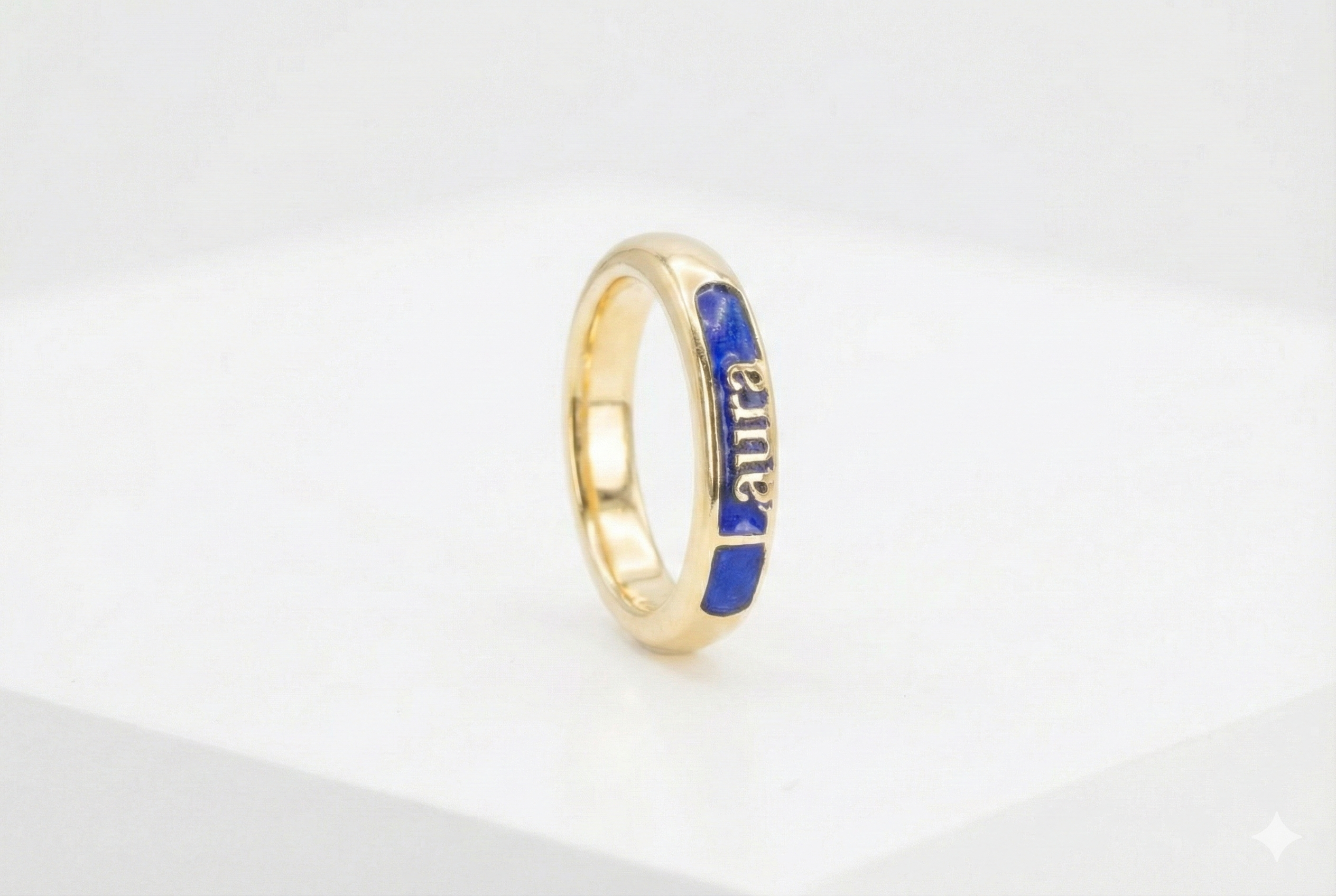 Gold Personalized English Name Enameled Ring