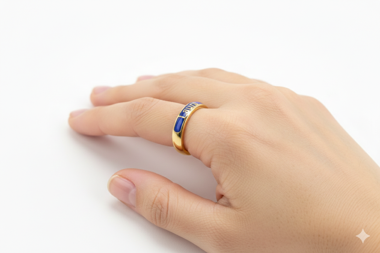Gold Personalized English Name Enameled Ring