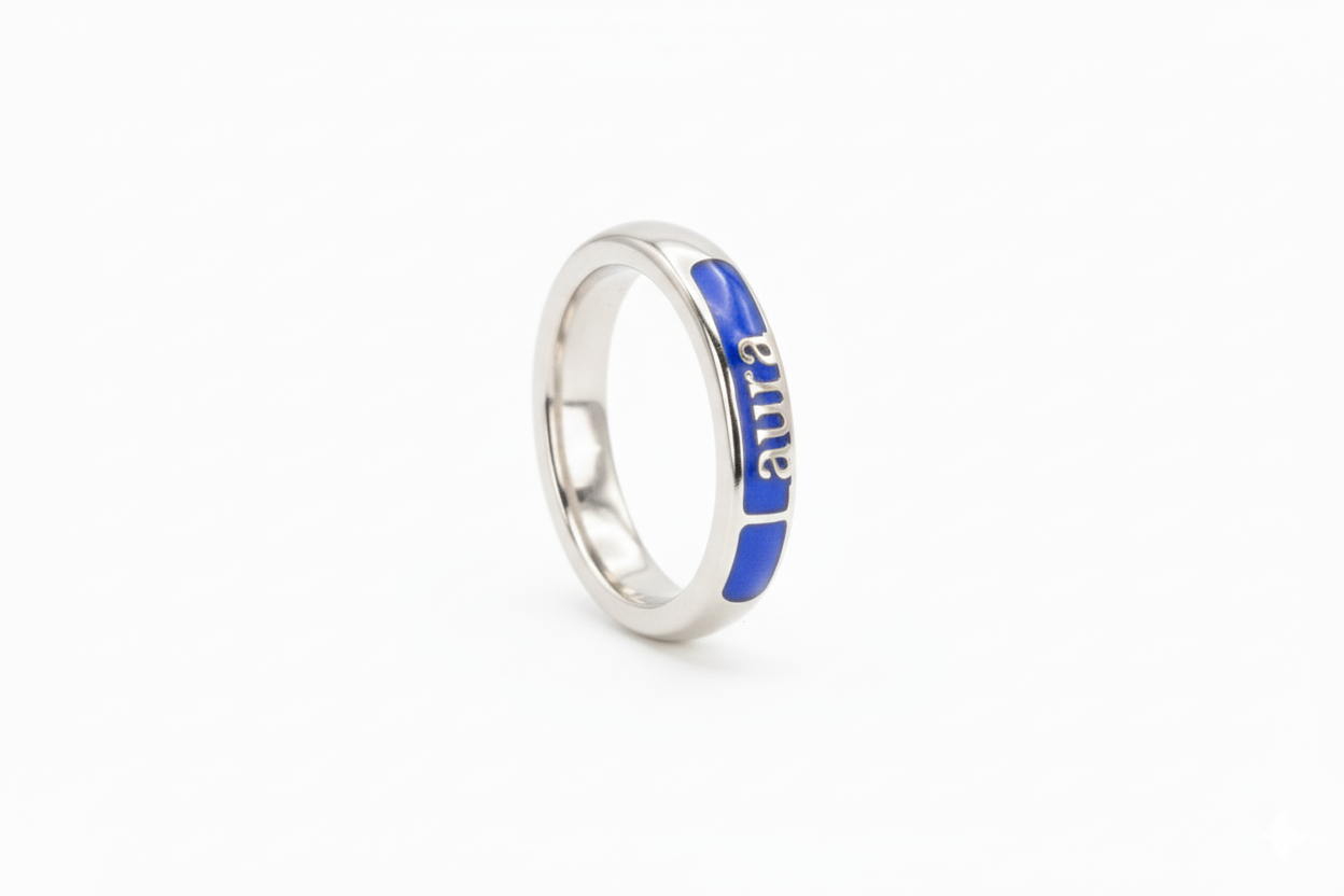 Gold Personalized English Name Enameled Ring